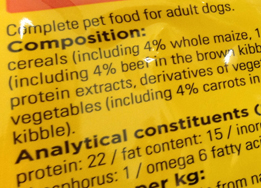 Dog food ingredients list